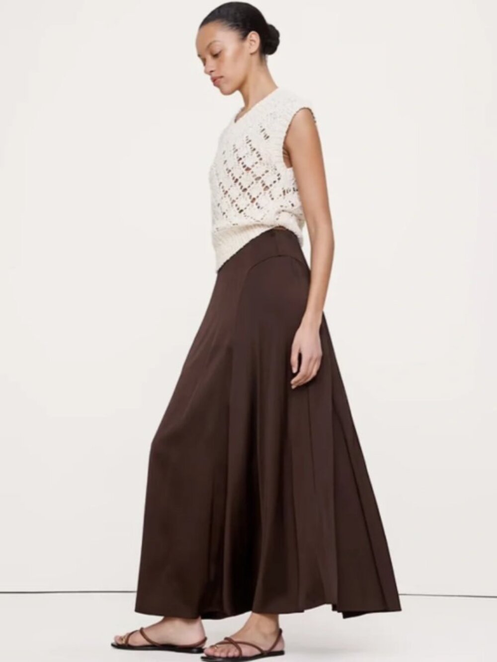 Banana Republic Stretch-Satin Maxi Skirt Espresso Brown - Medium